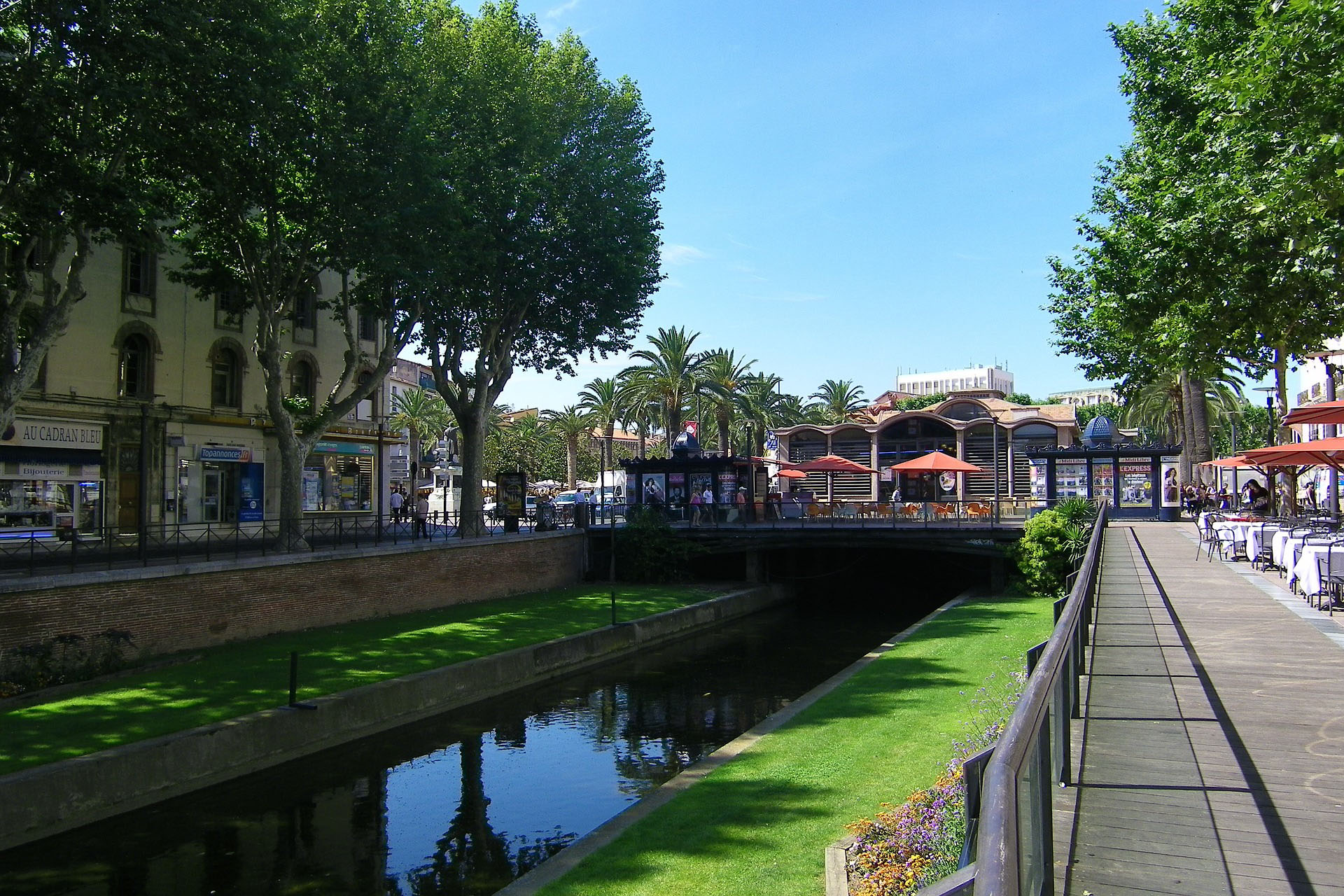 View of the quays of Perpignan