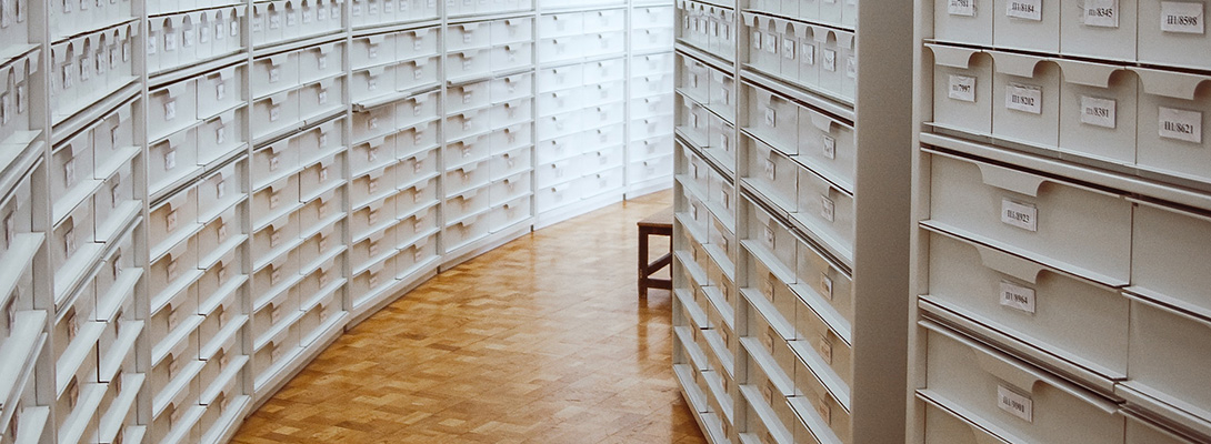 Aisle between two archive shelves