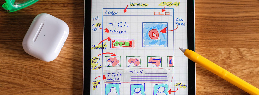 site design plan on a tablet on a desk